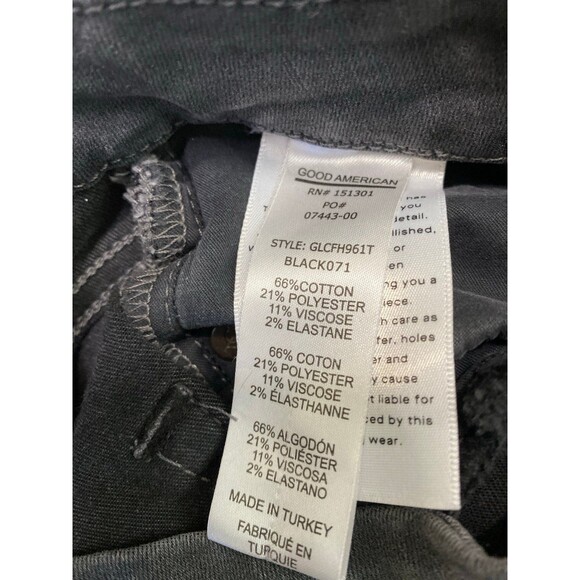 4/27 Good American Good Legs High-Rise Skinny Raw Fray Hem Black071 - Picture 9 of 9